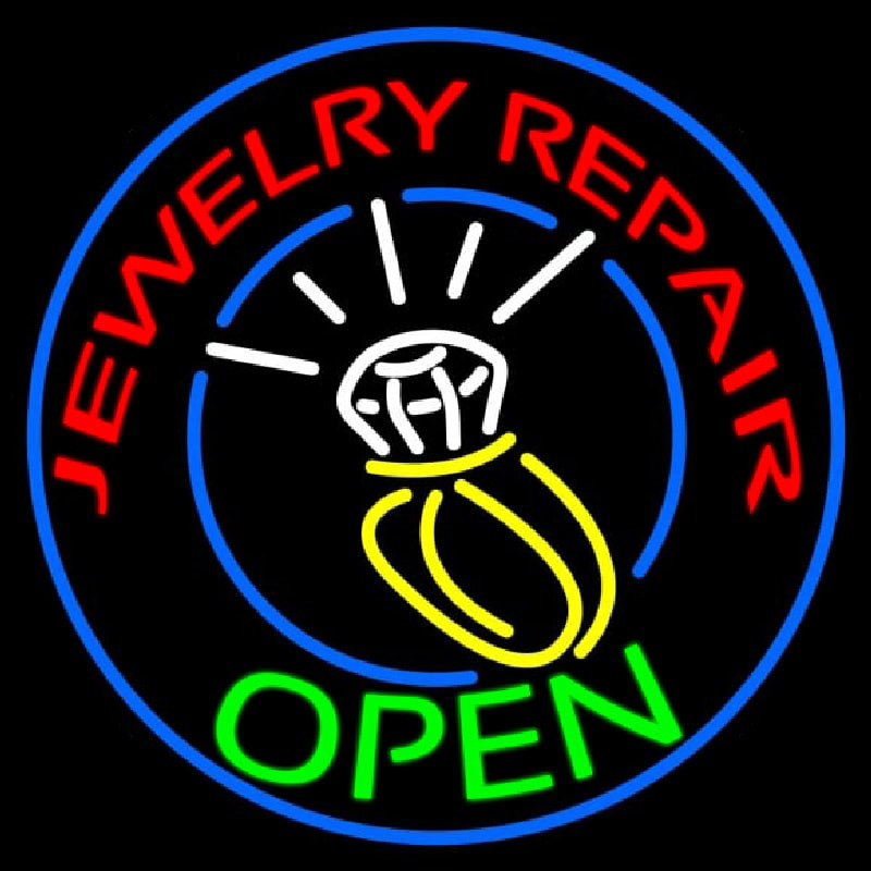 Jewelry Repair Open Green Logo Enseigne Néon