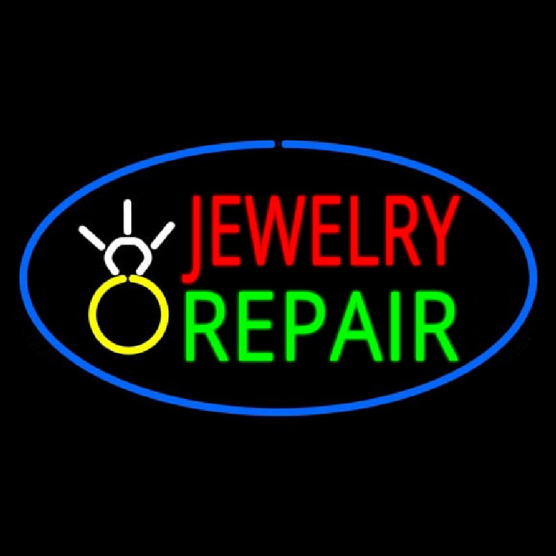 Jewelry Repair Oval Blue Enseigne Néon