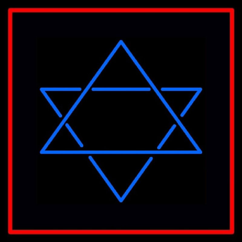 Judaism Star Of David Red Border Enseigne Néon
