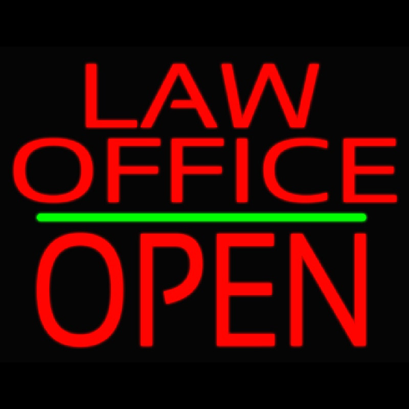 Law Office Block Open Green Line Enseigne Néon