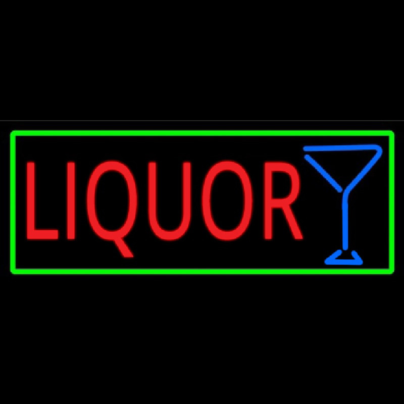 Liquor And Martini Glass With Green Border Enseigne Néon