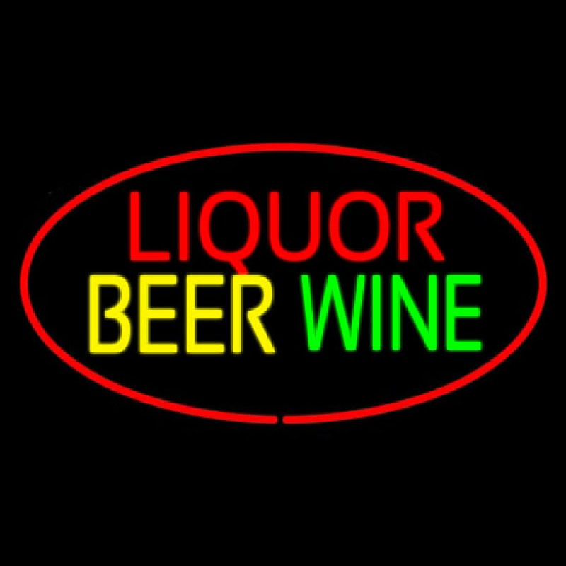 Liquor Beer Wine Oval Red Enseigne Néon