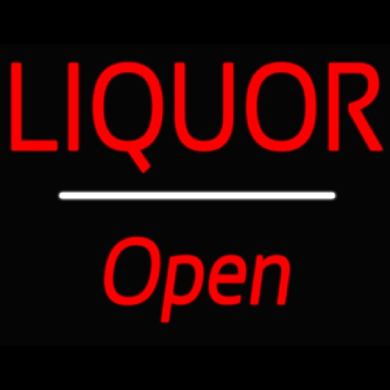 Liquor Open White Line Enseigne Néon