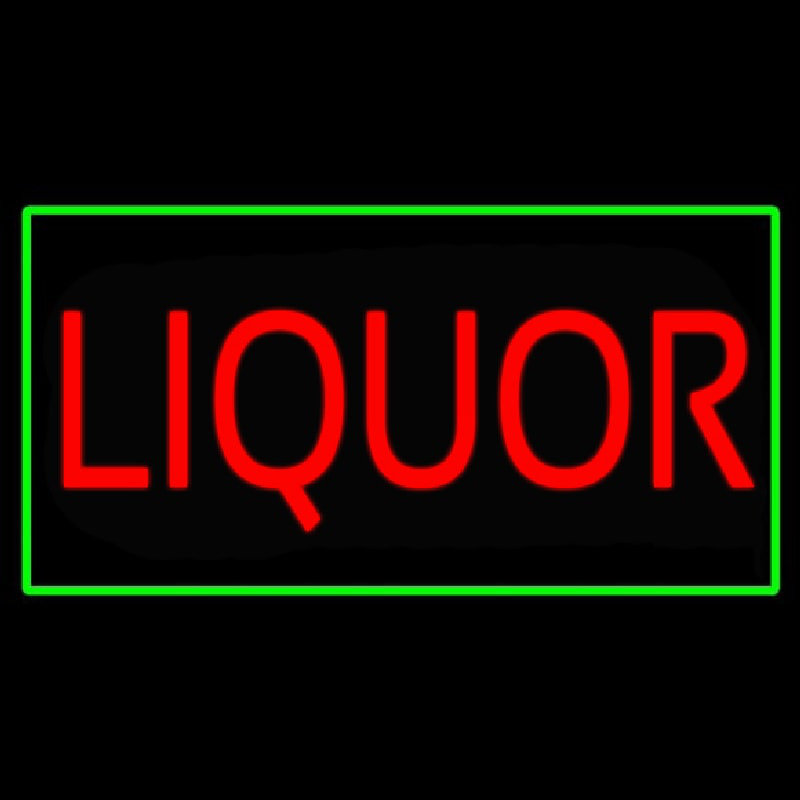 Liquor Rectangle Green Enseigne Néon