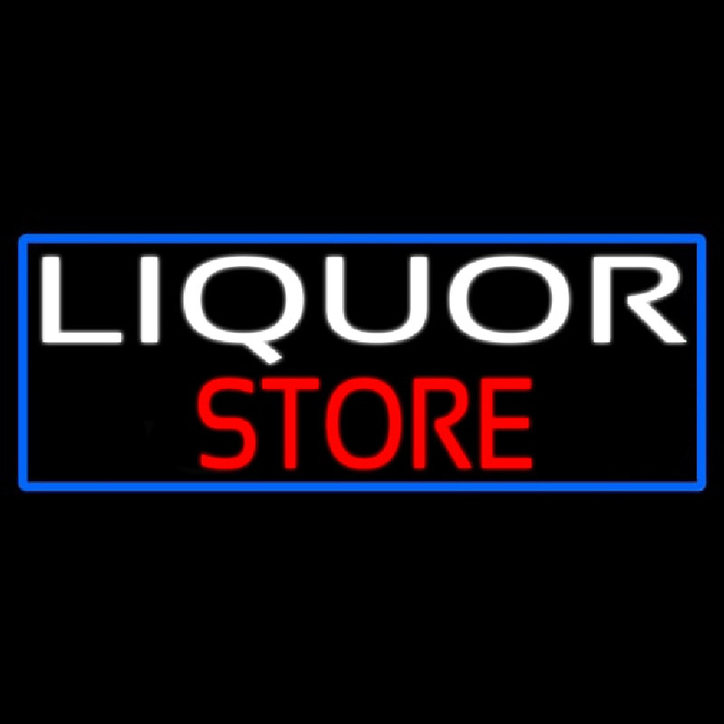 Liquor Store With Blue Border Enseigne Néon