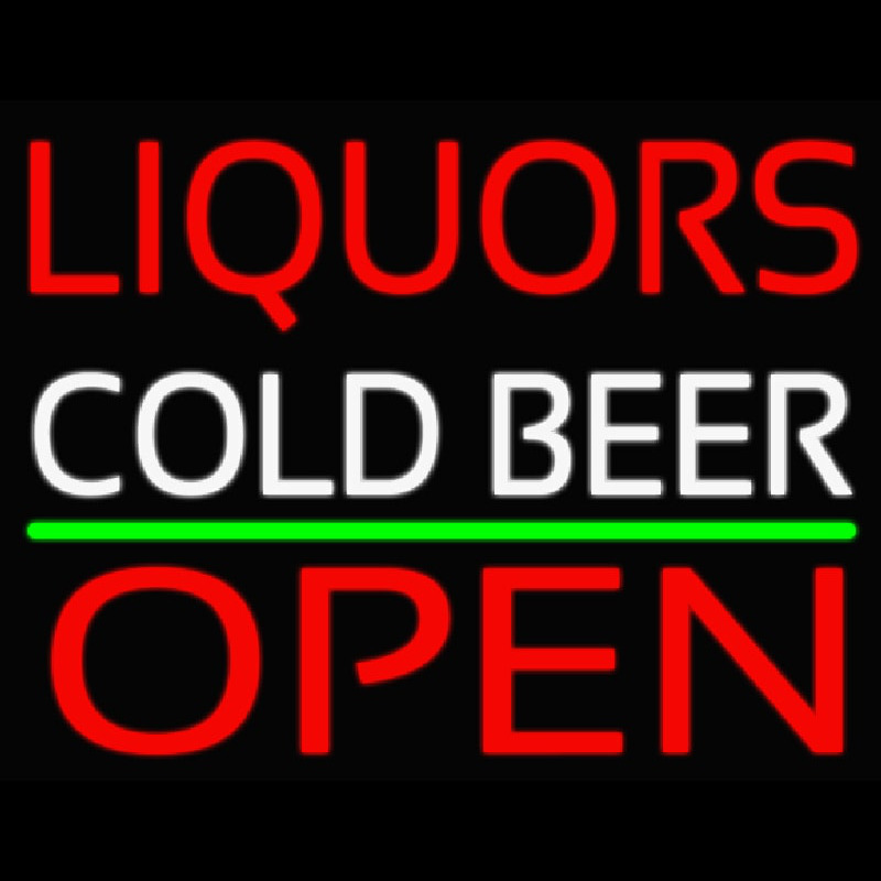 Liquors Cold Beer Open 1 Enseigne Néon