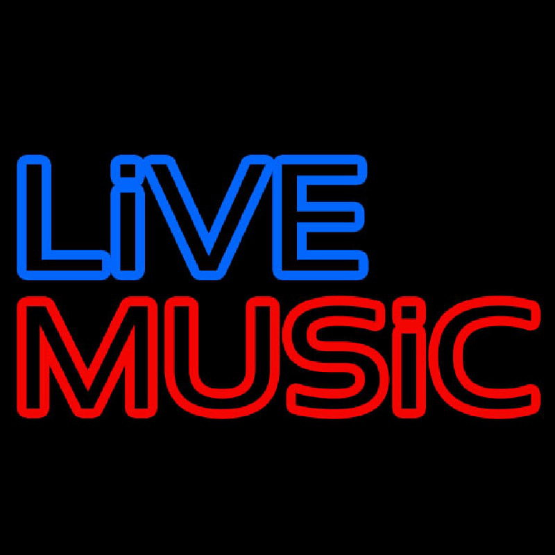 Live Music Block Mic Logo Enseigne Néon