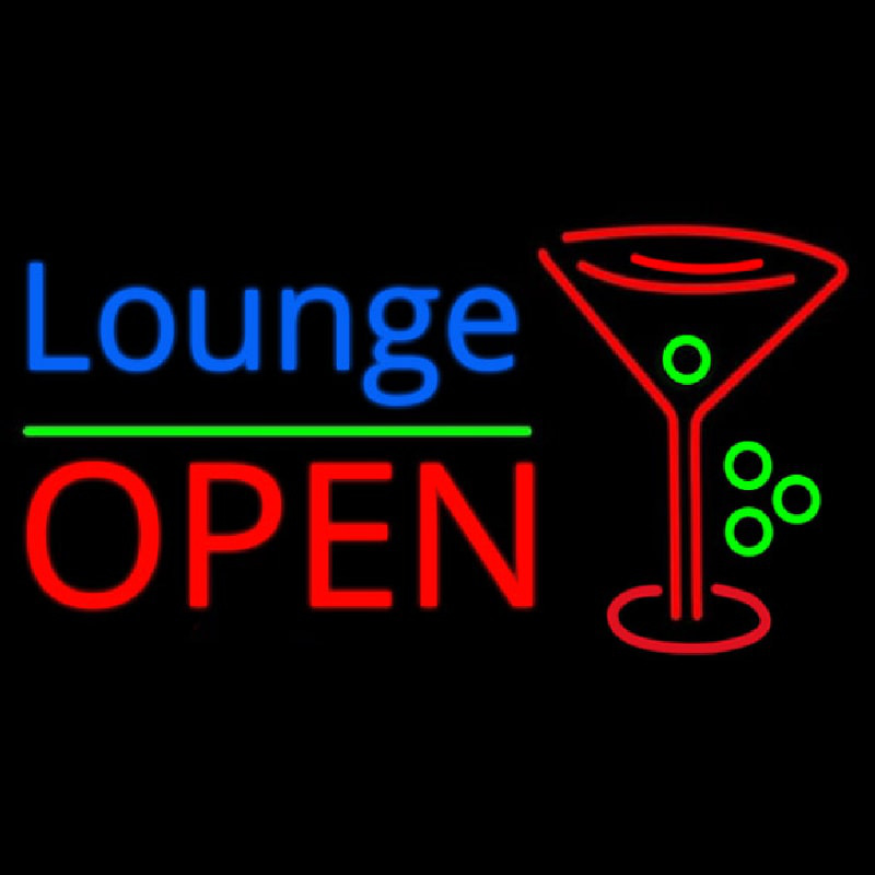 Lounge With Martini Glass Open 1 Enseigne Néon