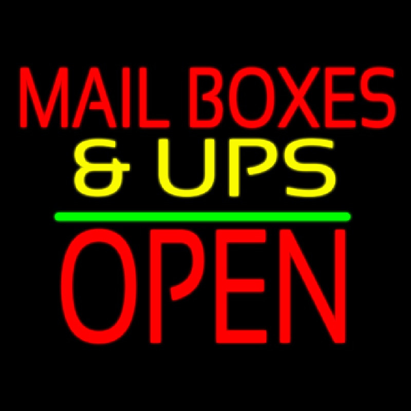 Mail Bo es And Ups Open Block Green Line Enseigne Néon