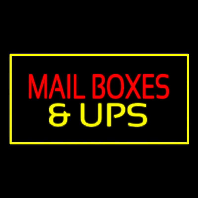 Mail Bo es And Ups Rectangle Yellow Enseigne Néon