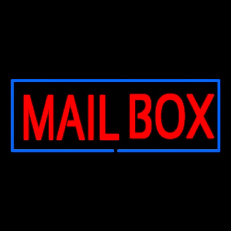 Mailbo  Block Blue Border Enseigne Néon