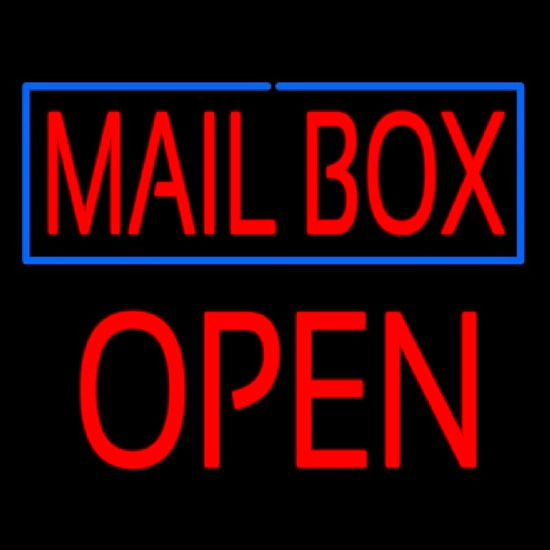 Mailbo  Blue Border Open Block Enseigne Néon