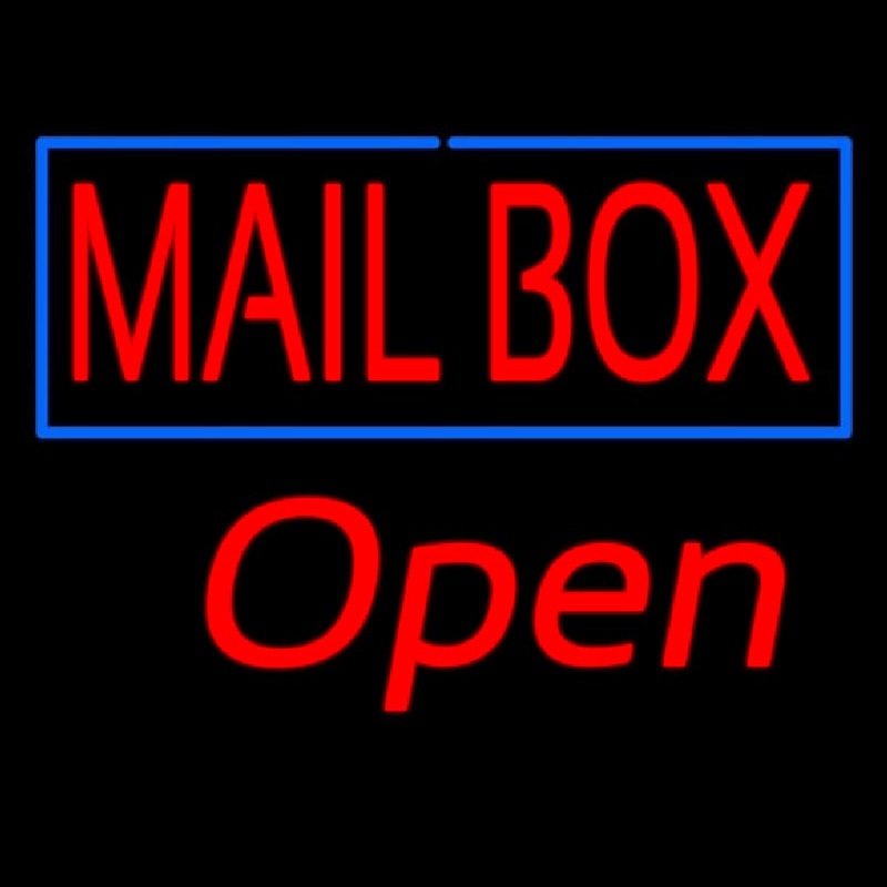 Mailbo  Blue Border Open Enseigne Néon