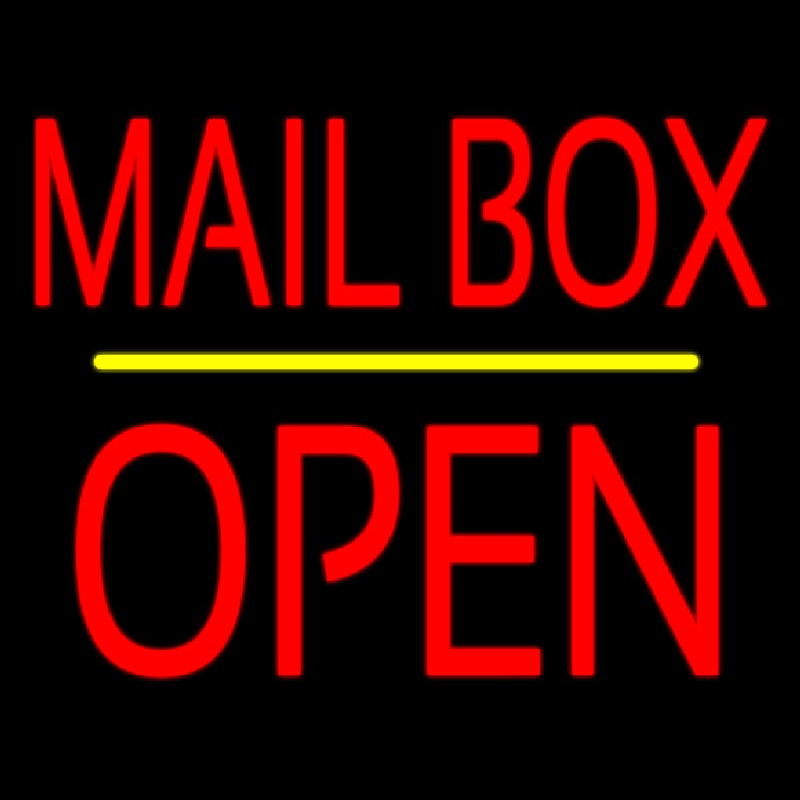 Mailbo  Open Block Yellow Line Enseigne Néon