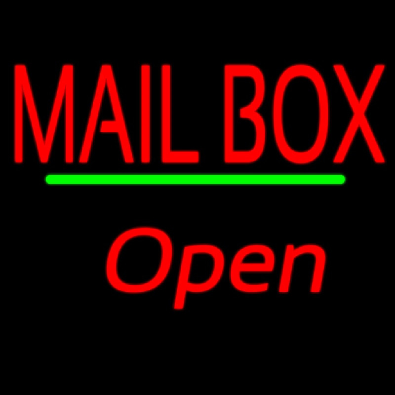 Mailbo  Open Green Line Enseigne Néon