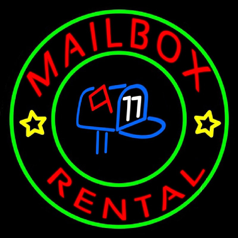 Mailbo  Rental Center Logo Enseigne Néon