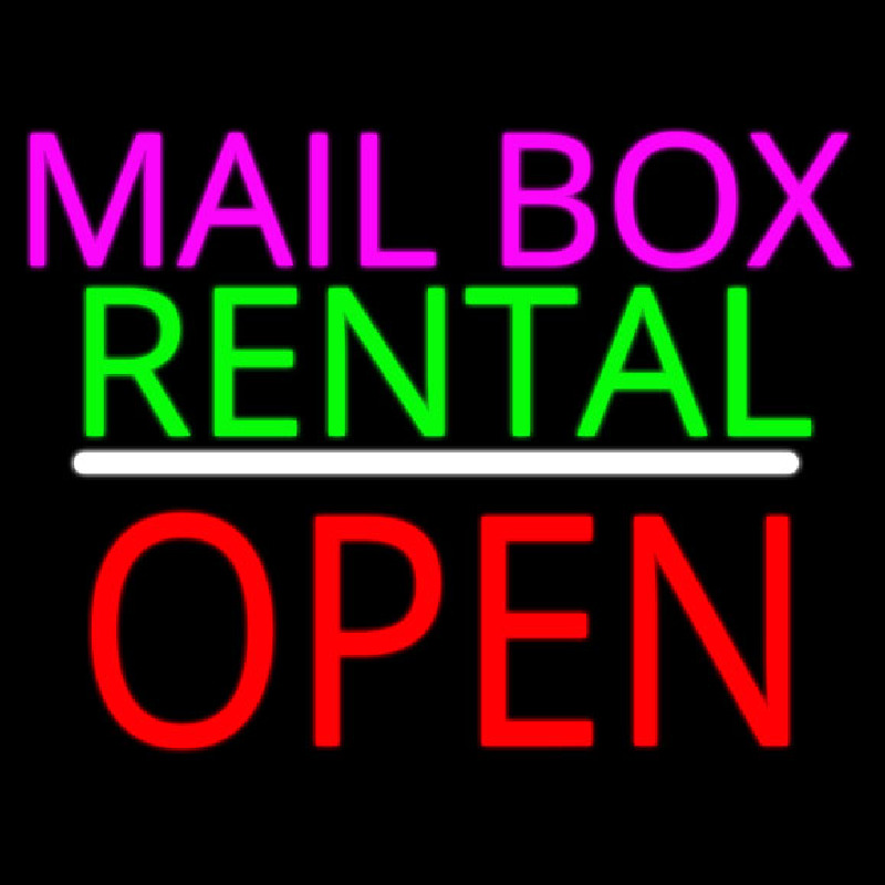 Mailbo  Rental Open Block White Line Enseigne Néon