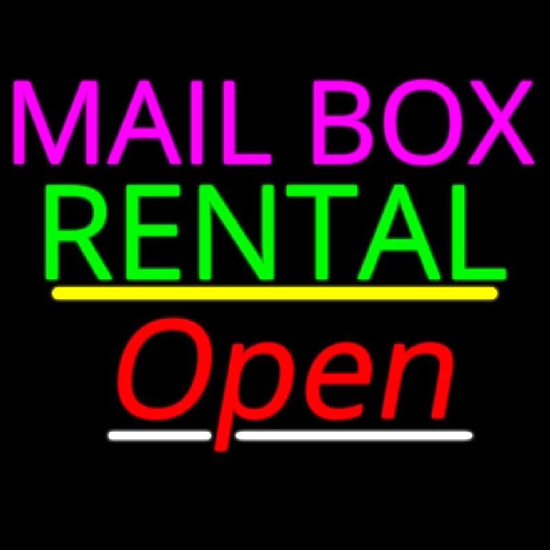 Mailbo  Rental Open Yellow Line Enseigne Néon