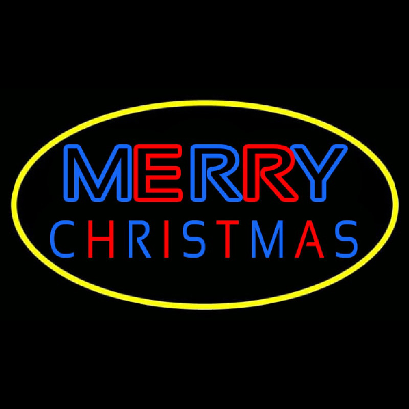 Merry Christmas Yellow Border Enseigne Néon