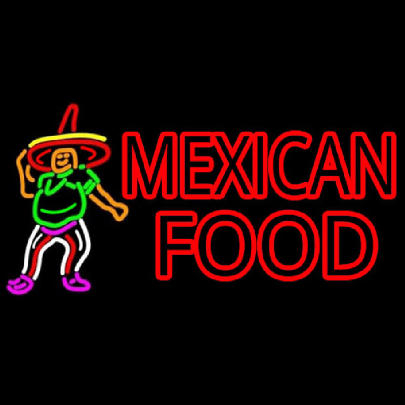 Mexican Food Man Logo Enseigne Néon