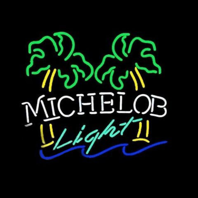 Michelob Light Dual Palm Trees Enseigne Néon