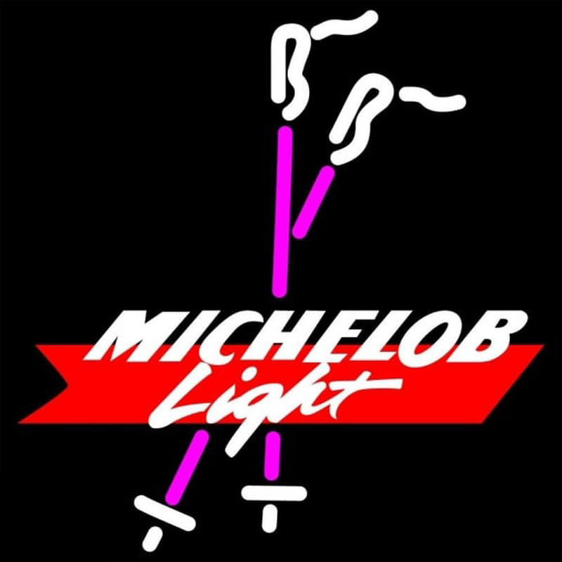 Michelob Light Ski Poles Beer Sign Enseigne Néon