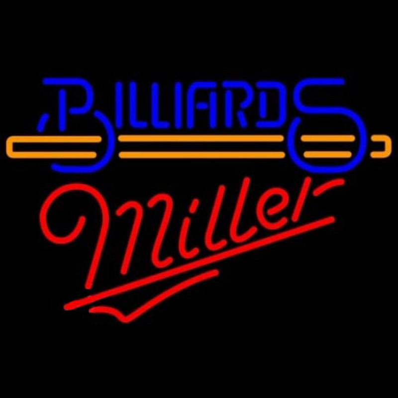 Miller Billiards With Stick Pool Enseigne Néon