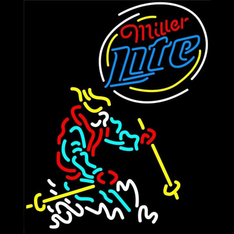 Miller Lite Logo Skier Enseigne Néon