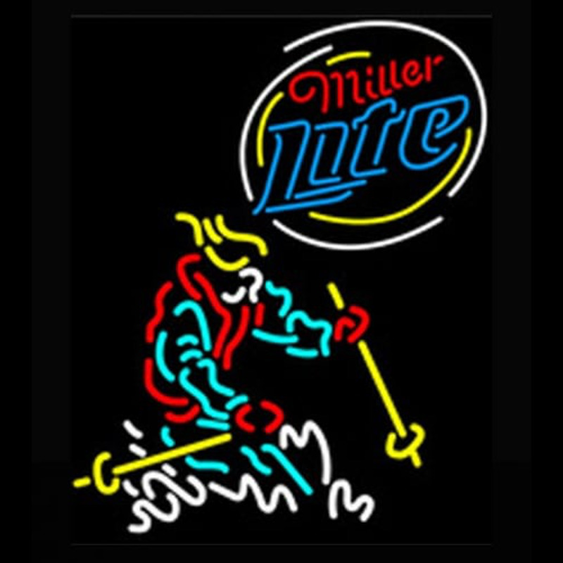 Miller Lite Logo Skier Enseigne Néon