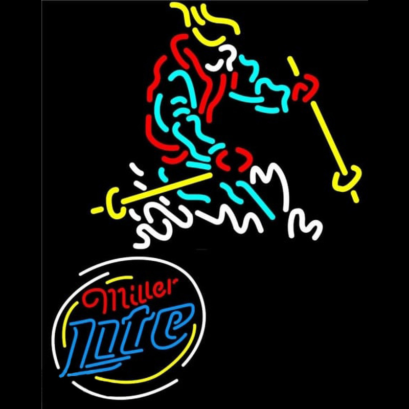Miller Lite Logo with Skier Enseigne Néon
