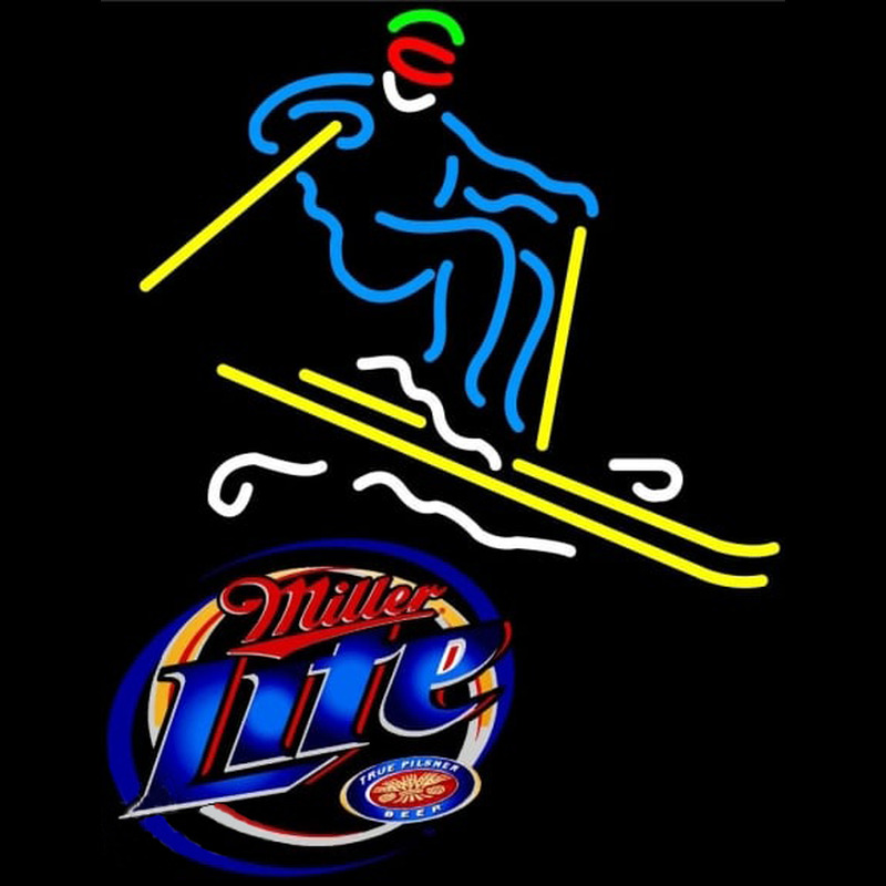 Miller Lite with Skier Enseigne Néon