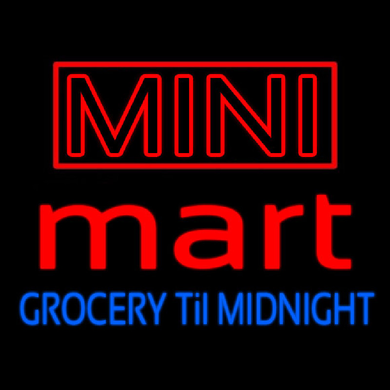 Mini Mart Groceries Till Midnight Enseigne Néon