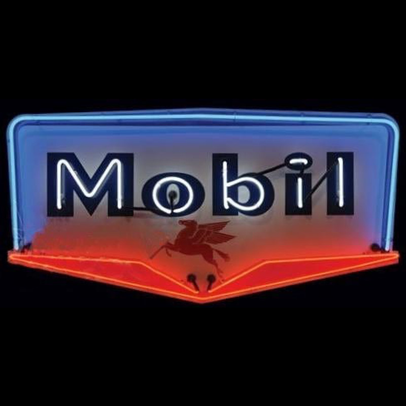 Mobil Gasoline Enseigne Néon