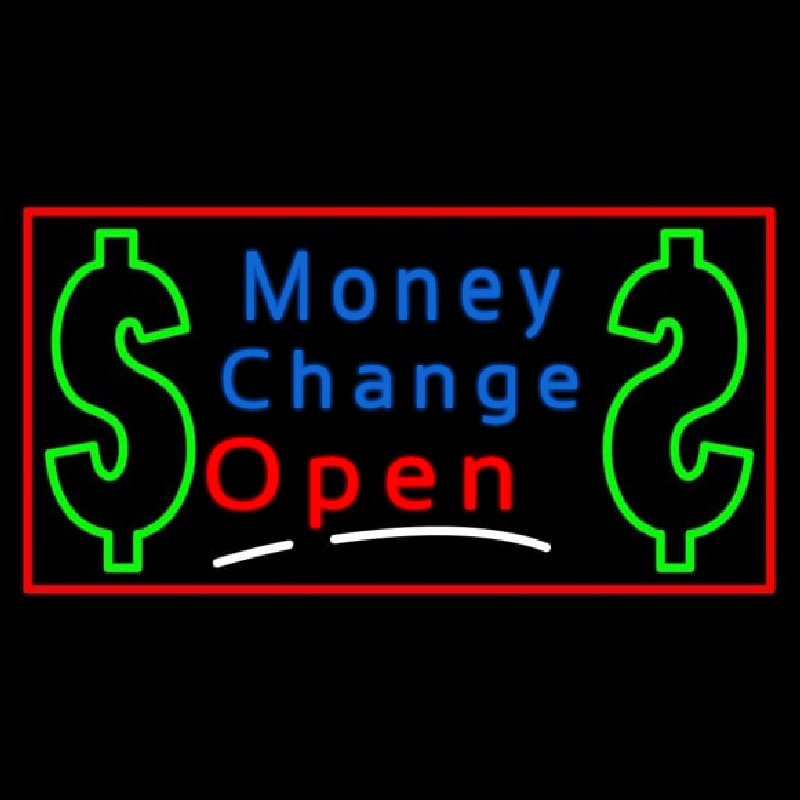 Money Change With Dollar Logo Open Enseigne Néon