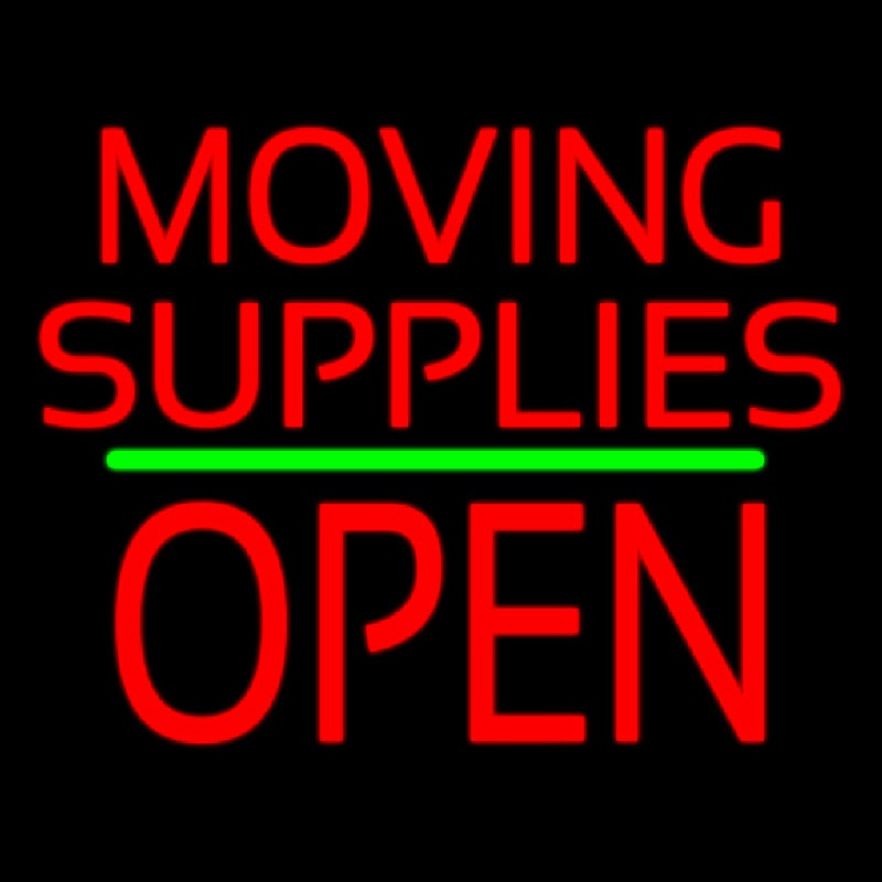 Moving Supplies Open Block Green Line Enseigne Néon