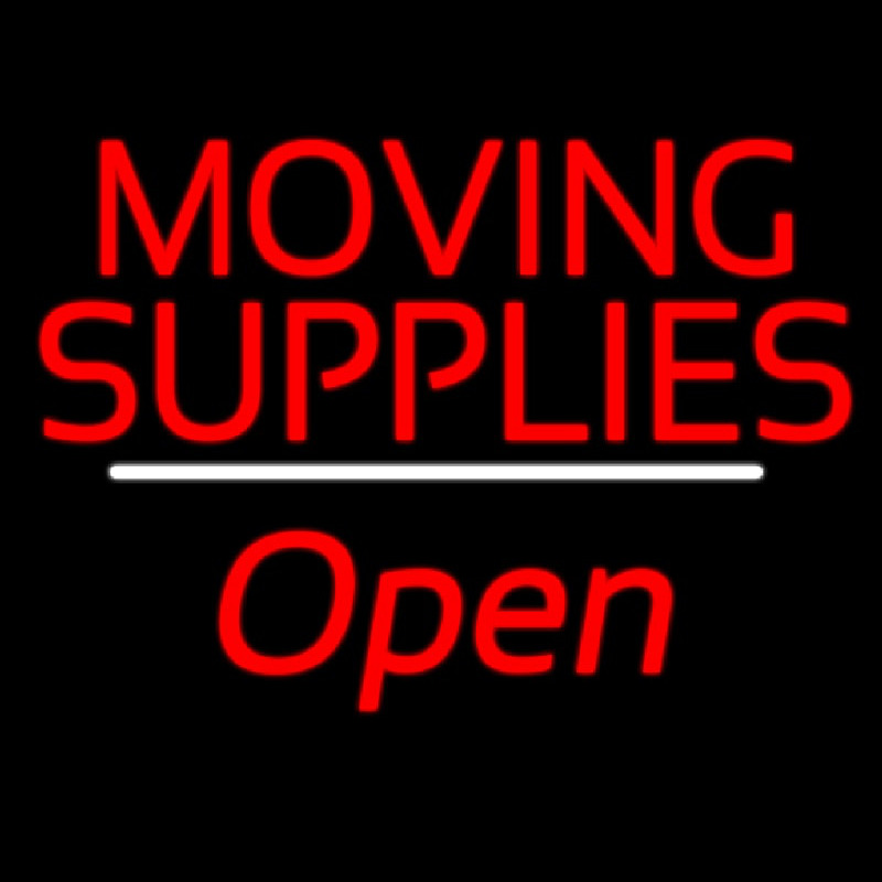 Moving Supplies Open White Line Enseigne Néon