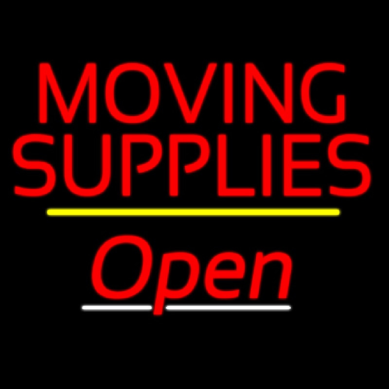 Moving Supplies Open Yellow Line Enseigne Néon