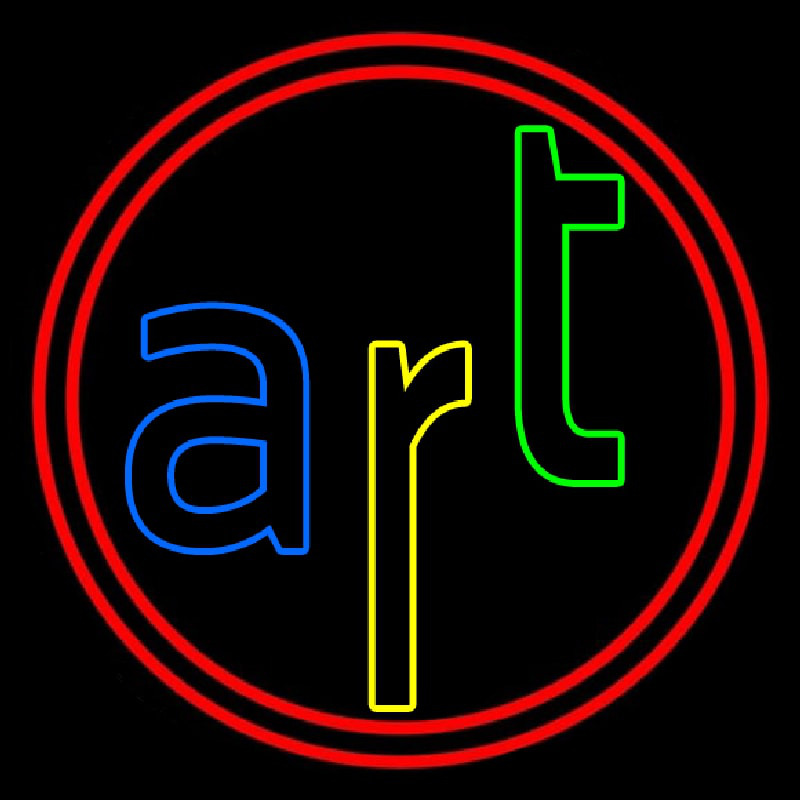 Multi Color Art With Red Circle Enseigne Néon