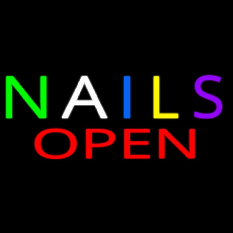 Multi Colored Nails Open Enseigne Néon
