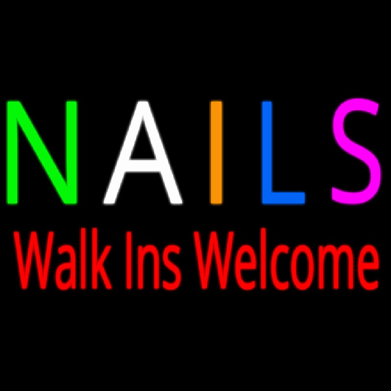 Multi Colored Nails Walk Ins Welcome Enseigne Néon