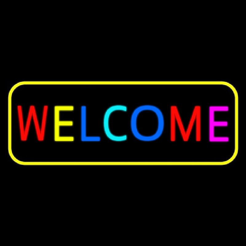 Multi Colored Welcome Bar With Yellow Border Enseigne Néon