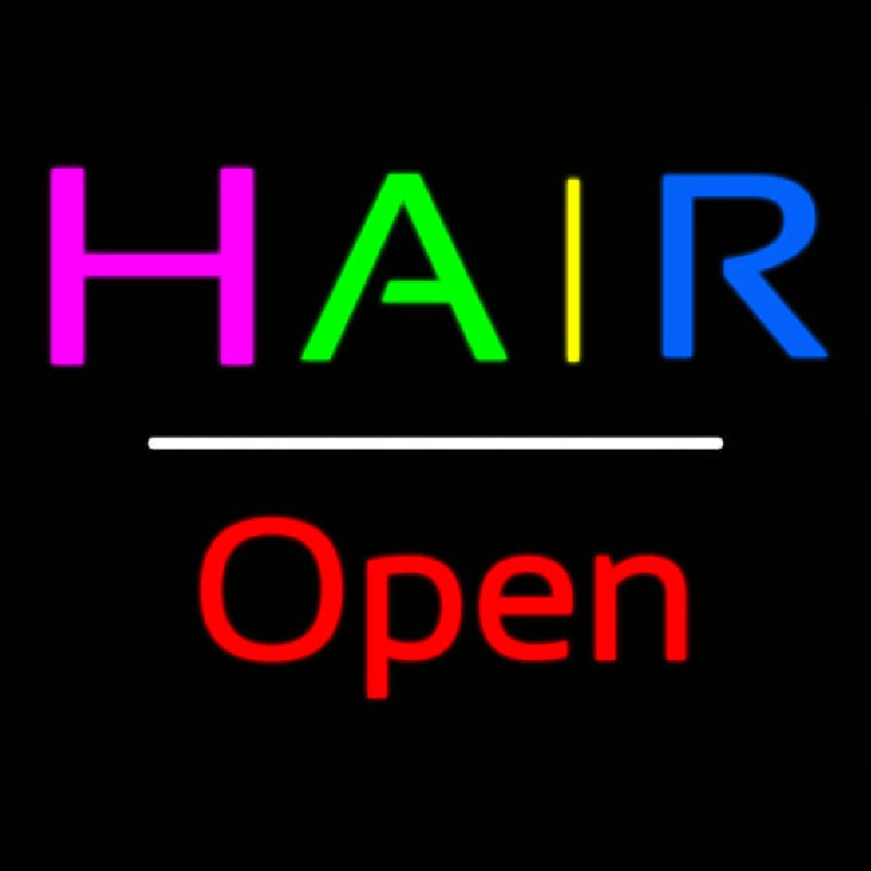 Multicolored Hair Open White Line Enseigne Néon