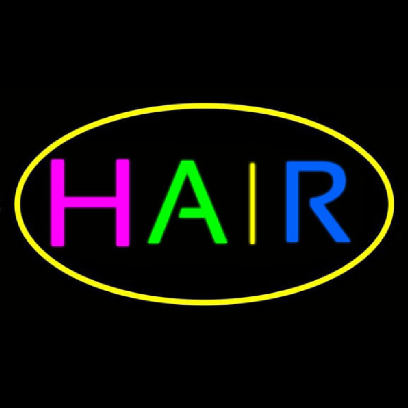 Multicolored Hair Oval Yellow Enseigne Néon