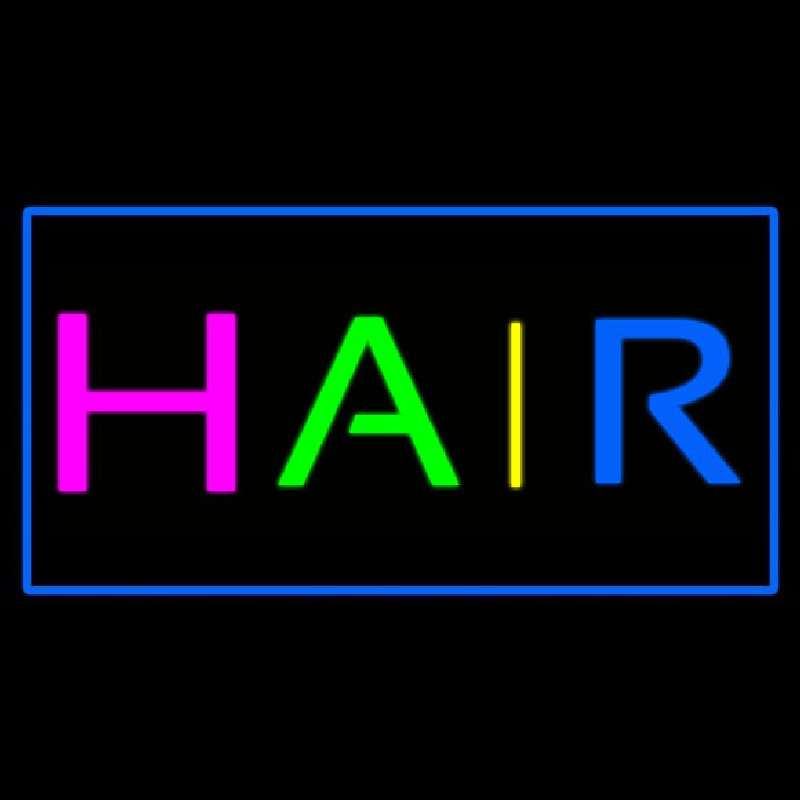 Multicolored Hair Rectangle Blue Enseigne Néon