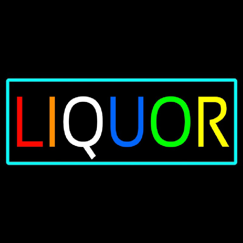 Multicolors Liquor With Turquoise Border Enseigne Néon