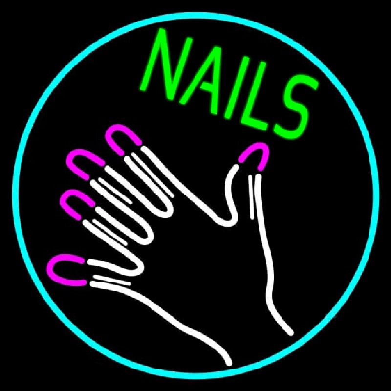 Nails With Hand Logo Enseigne Néon