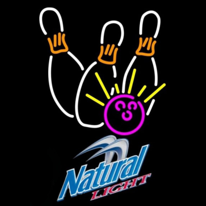 Natural Light Bowling White Pink Beer Sign Enseigne Néon