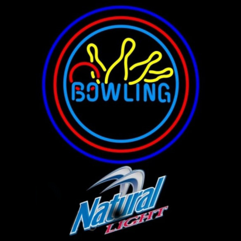 Natural Light Bowling Yellow Blue Beer Sign Enseigne Néon