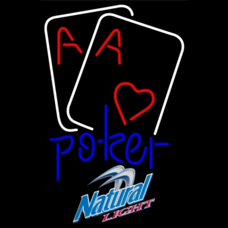 Natural Light Purple Lettering Red Heart White Cards Poker Beer Sign Enseigne Néon