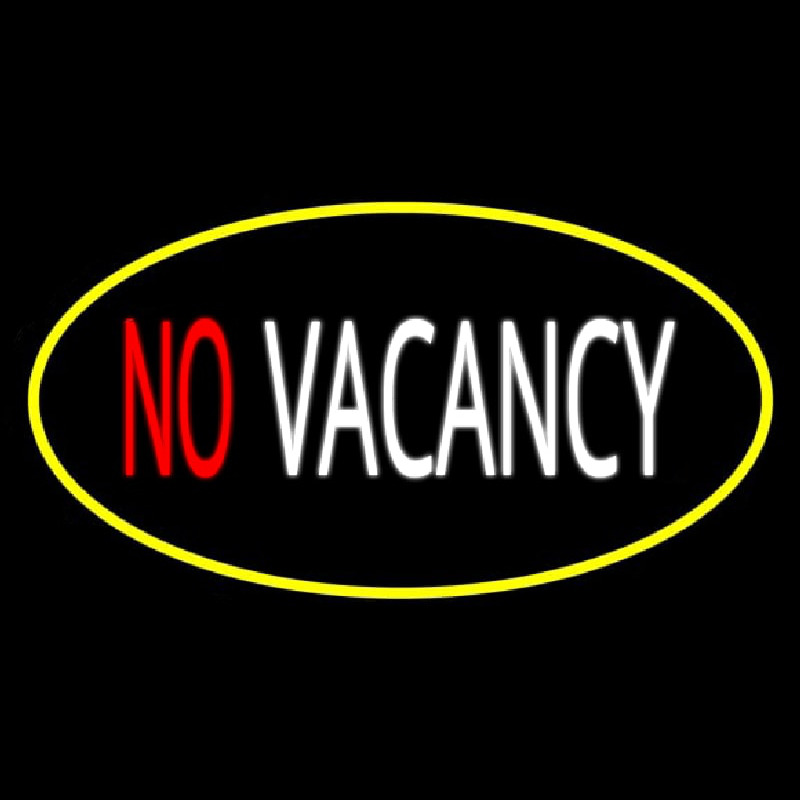 No Vacancy Oval Yellow Enseigne Néon